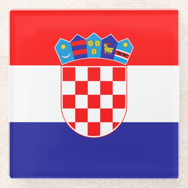 Kroatische Flagge Glasuntersetzer (Vorderseite)