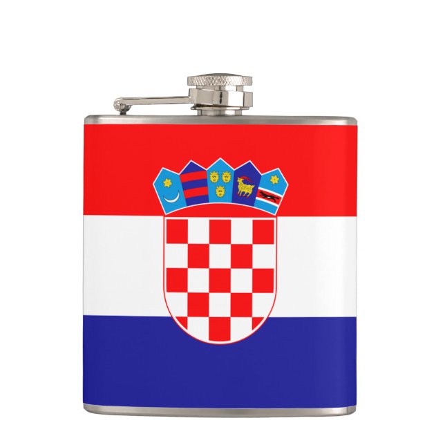 Kroatische Flagge & Herz, Kroatien reisen/Sportfan Flachmann (Vorderseite)