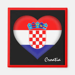Kroatische Flagge & Herz Kroatien Urlaub /Sport Magnet
