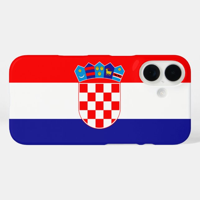 Kroatische Flagge Hrvatska Zastava iPhone 16 Hülle (Rückseite (Horizontal))