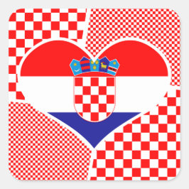 Kroatische Flagge im Herzen Quadratischer Aufkleber