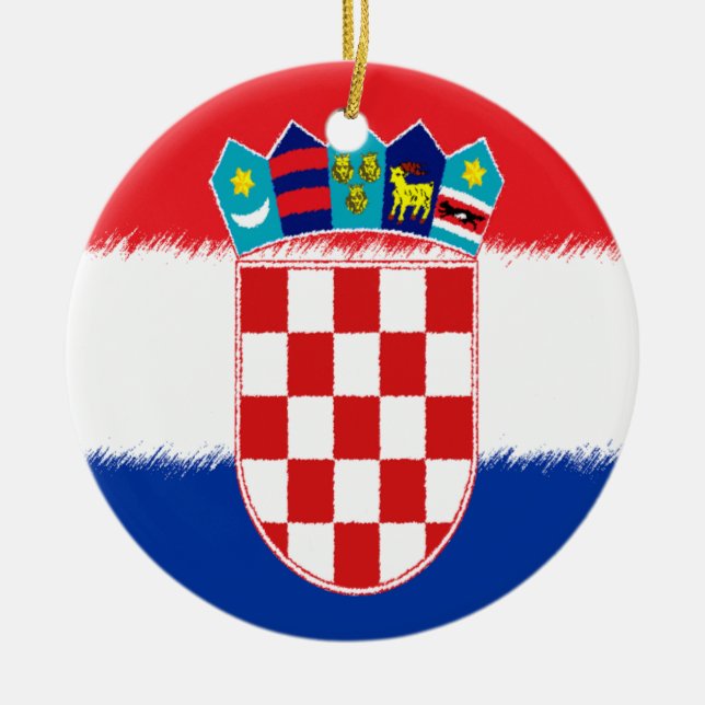 Kroatische Flagge Keramikornament (Vorne)