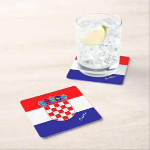 Kroatische Flagge & Kroatien Hochzeit, Party/Sport Rechteckiger Pappuntersetzer