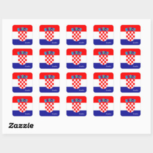 Kroatische Flagge & Kroatien Modeaufkleber/Sport Quadratischer Aufkleber