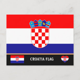 Kroatische Flagge & Kroatien - Reise, Urlaub / Spo Postkarte