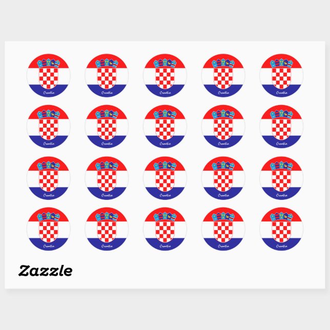 Kroatische Flagge & kroatische Modeaufkleber/Sport Runder Aufkleber (Blatt)
