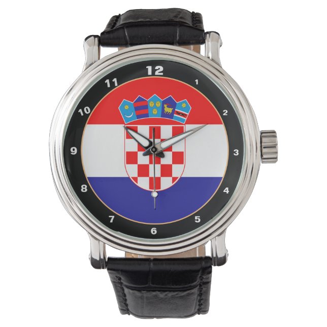 Kroatische Flagge & kroatische trendige Mode /Desi Armbanduhr (Vorderseite)