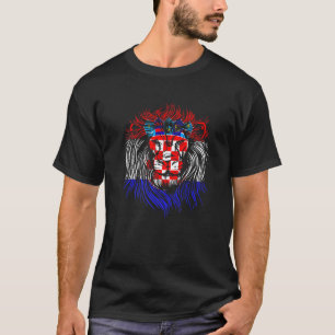Kroatische Flagge Löwenkopf Löwen Schädel Stolz Hr T-Shirt
