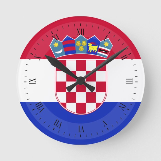 Kroatische Flagge Runde Wanduhr (Vorderseite)