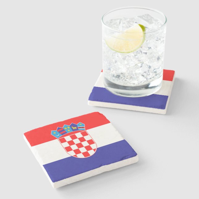 Kroatische Flagge Steinuntersetzer (Seitenansicht)