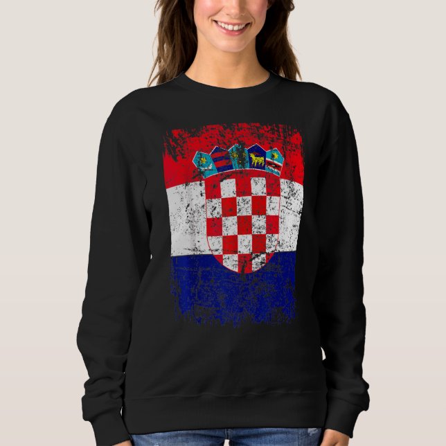 Kroatische Flagge Vintag Kroatien Flagge Big Croat Sweatshirt (Vorderseite)