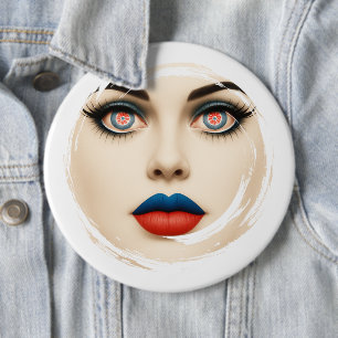 Kroatische Flaggen-Gesicht – Augen & Lippen Pop-Ar Button