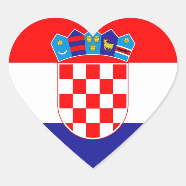 Kroatische Flaggen-Heftsticker Herz-Aufkleber (Vorderseite)