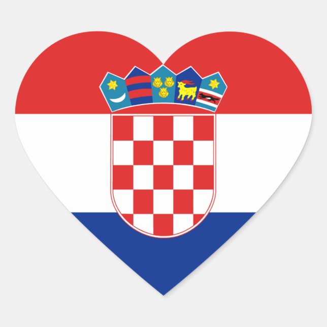 Kroatische Flaggen-Heftsticker Herz-Aufkleber (Vorderseite)