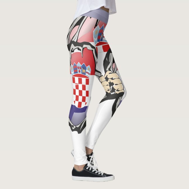 Kroatische Flaggenfarben blau, rot und weiß Leggings (Rechts)