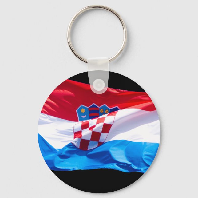 Kroatische Flaggenwinde im Wind Schlüsselanhänger (Vorderseite)