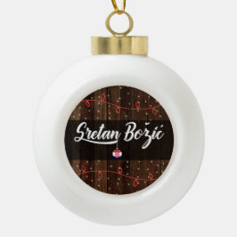 Kroatische frohe Weihnachten, Sretan Božić Keramik Kugel-Ornament