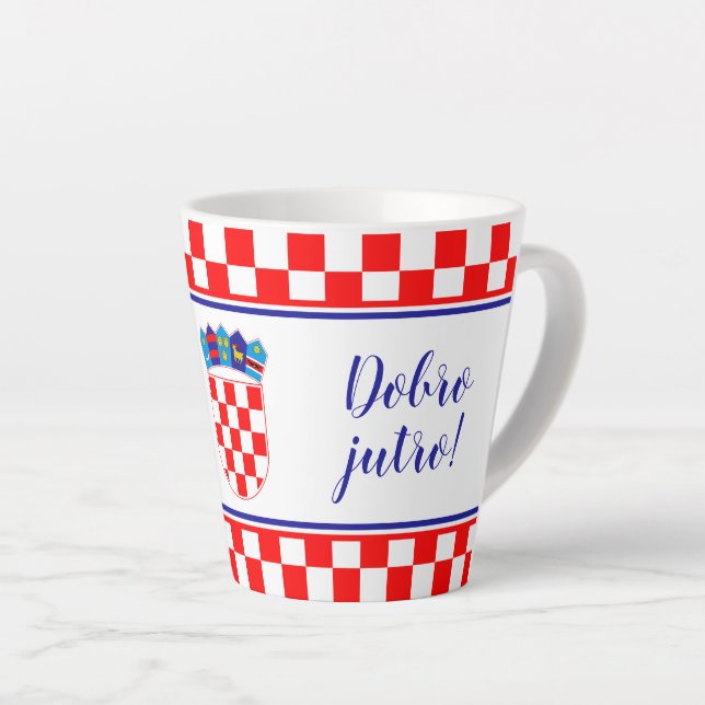 Kroatische Guten Morgen Dobro Jutro Latte Tasse (Rechte Ecke)