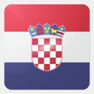 Kroatische Hochglanzflagge Quadratischer Aufkleber