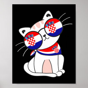Kroatische Katze kroatische Flagge Urlaub Lustig K Poster