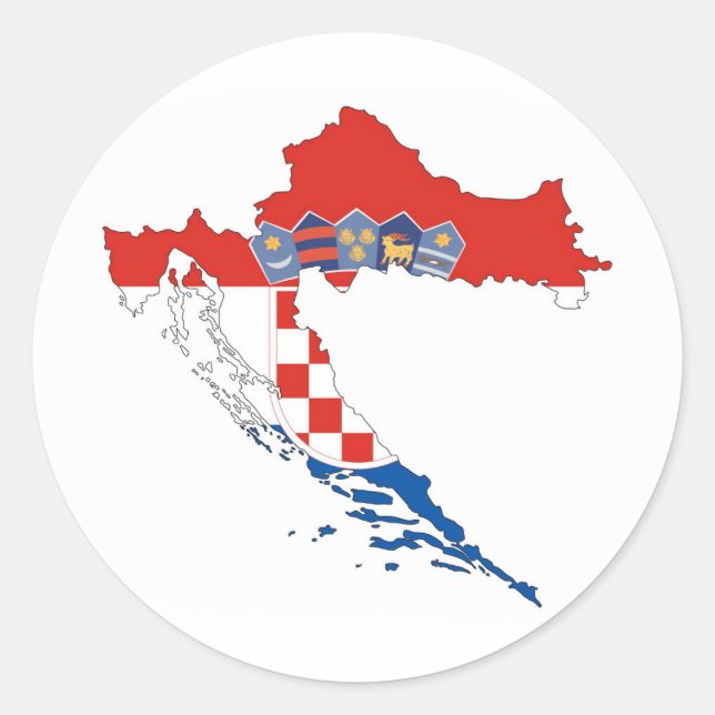 Kroatische Landesflaggenkarte Silhouette Runder Aufkleber (Vorderseite)