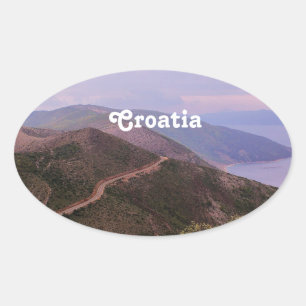 kroatische Landschaft Ovaler Aufkleber