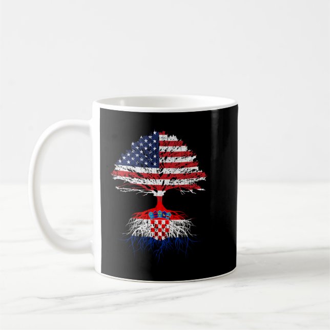 Kroatische Roots American Grown Croatia Flagge Hoo Kaffeetasse (Links)