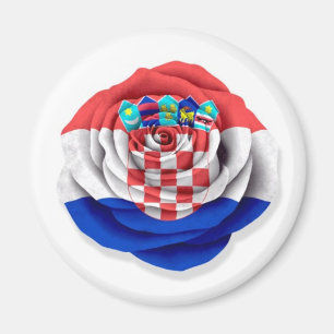 Kroatische Rosen-Flagge auf Weiß Magnet