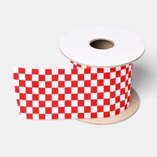 Kroatische Schachbretter in Rot und Weiß Satinband