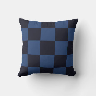 Kroatische Schachbrettmuster blau Kissen