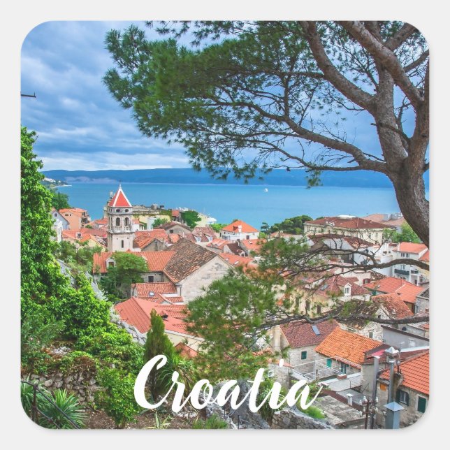 Kroatische Stadt Omis Quadratischer Aufkleber (Vorderseite)