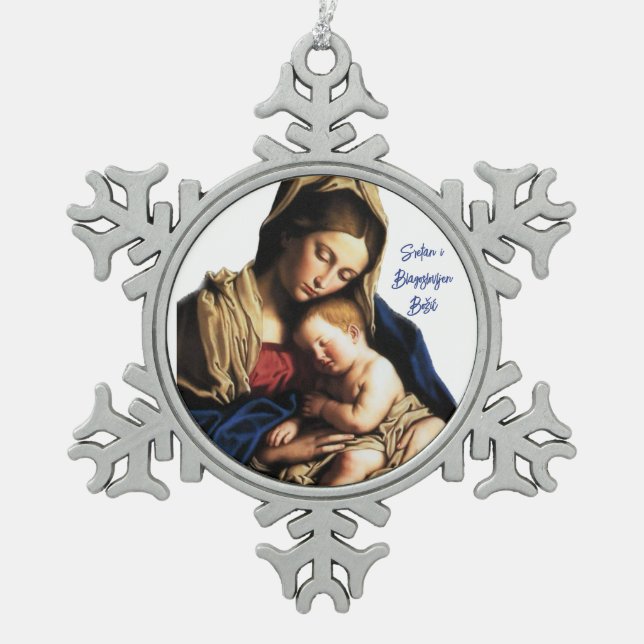 Kroatische Weihnachtsschmuck - religiös Schneeflocken Zinn-Ornament (Vorderseite)