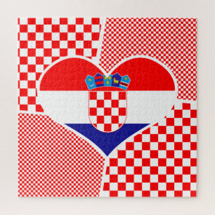 Kroatisches Flagge in Herzform-Collage Puzzle