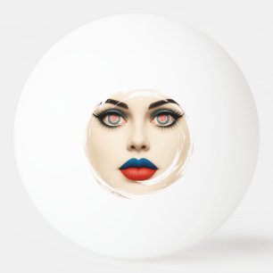 Kroatisches Flaggen-Gesicht – Augen & Lippen Pop-A Tischtennisball