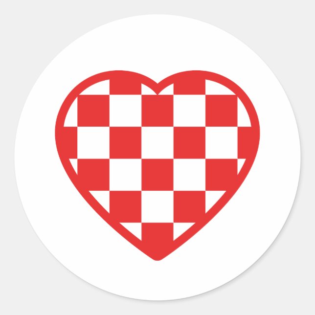 Kroatisches Herz Runder Aufkleber (Vorderseite)
