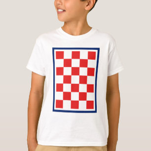 Kroatisches Schachbrett mit blauem Rand T-Shirt