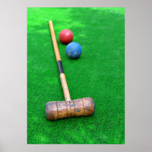 Krocketgeräte auf Kunstrasen Poster
