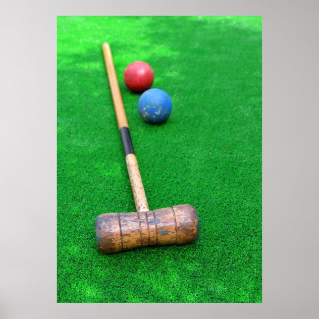 Krocketgeräte auf Kunstrasen Poster (Vorne)