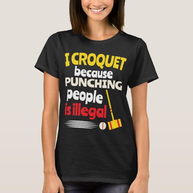 Krokett-Spieler-lustige Sport-Mann-Frauen T-Shirt (Vorderseite)