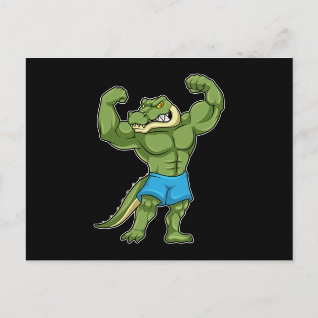 Krokodil als Bodybuilder extrem Postkarte (Vorderseite)