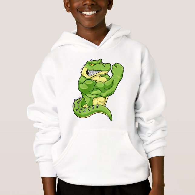 Krokodil als Bodybuilder & große Muskeln Hoodie (Vorderseite)
