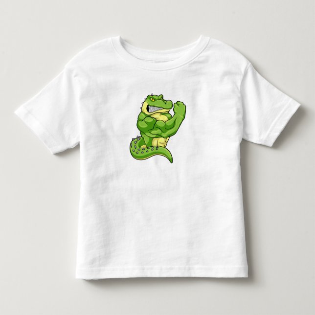 Krokodil als Bodybuilder & große Muskeln Kleinkind T-shirt (Vorderseite)