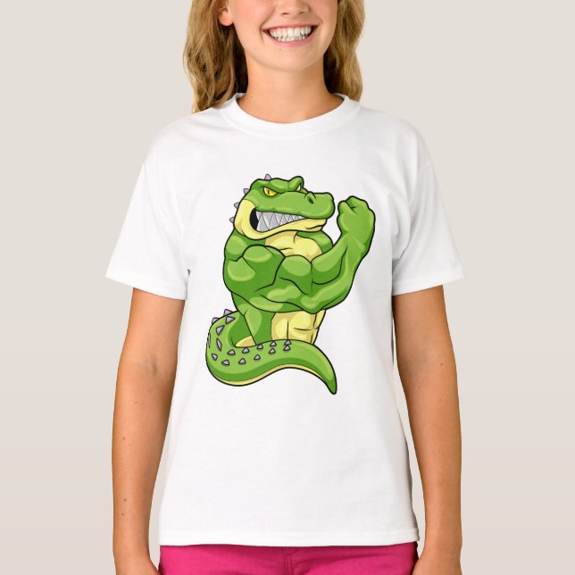 Krokodil als Bodybuilder & große Muskeln T-Shirt (Vorderseite)