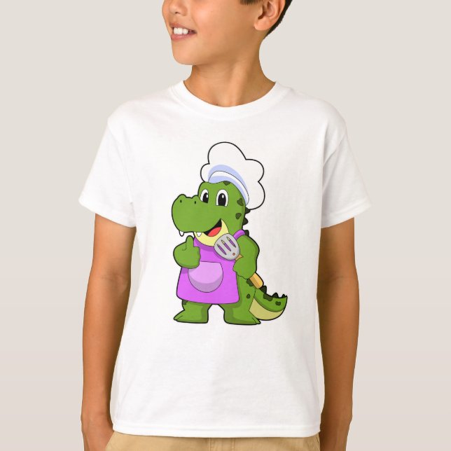 Krokodil als Koch mit Spatula T-Shirt (Vorderseite)