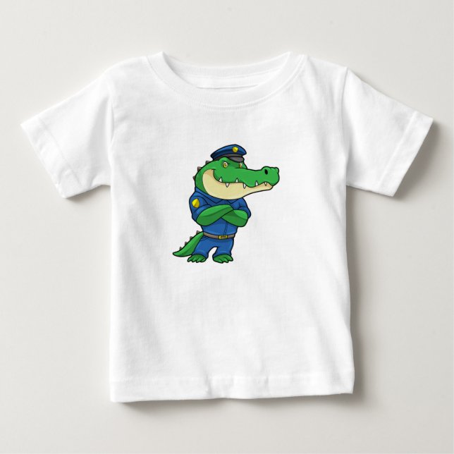 Krokodil als Polizeibeamter mit einheitlicher Baby T-shirt (Vorderseite)