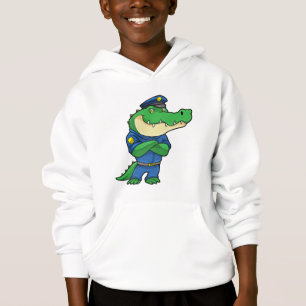 Krokodil als Polizeibeamter mit einheitlicher Hoodie