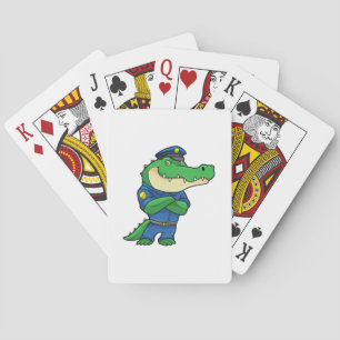 Krokodil als Polizeibeamter mit einheitlicher Spielkarten
