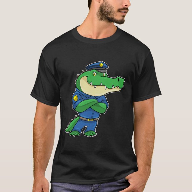 Krokodil als Polizeibeamter mit einheitlicher T-Shirt (Vorderseite)