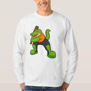 Krokodil am Cricket mit Cricket-Schläger T-Shirt