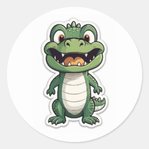 Krokodil-Aufkleber für Cartoon - Niedlich Reptil Runder Aufkleber